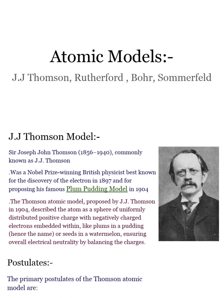 Atomic Models | PDF | Atoms | Electron