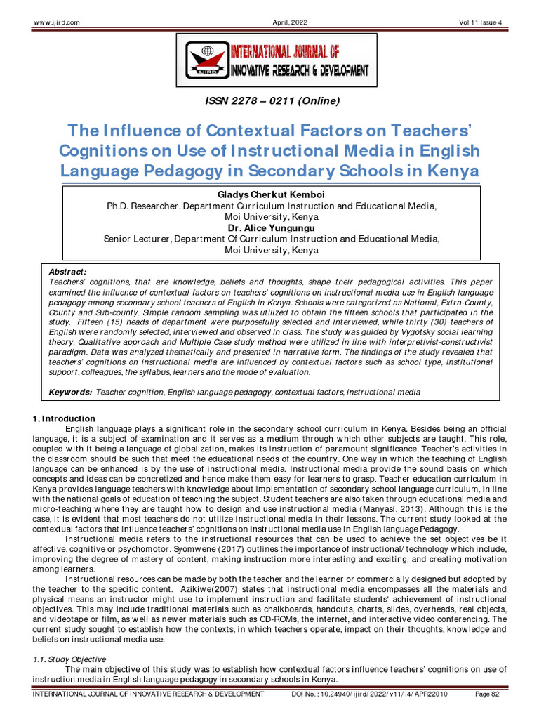 The Influence of Contextual Factors on T | PDF | Cognition | Human ...