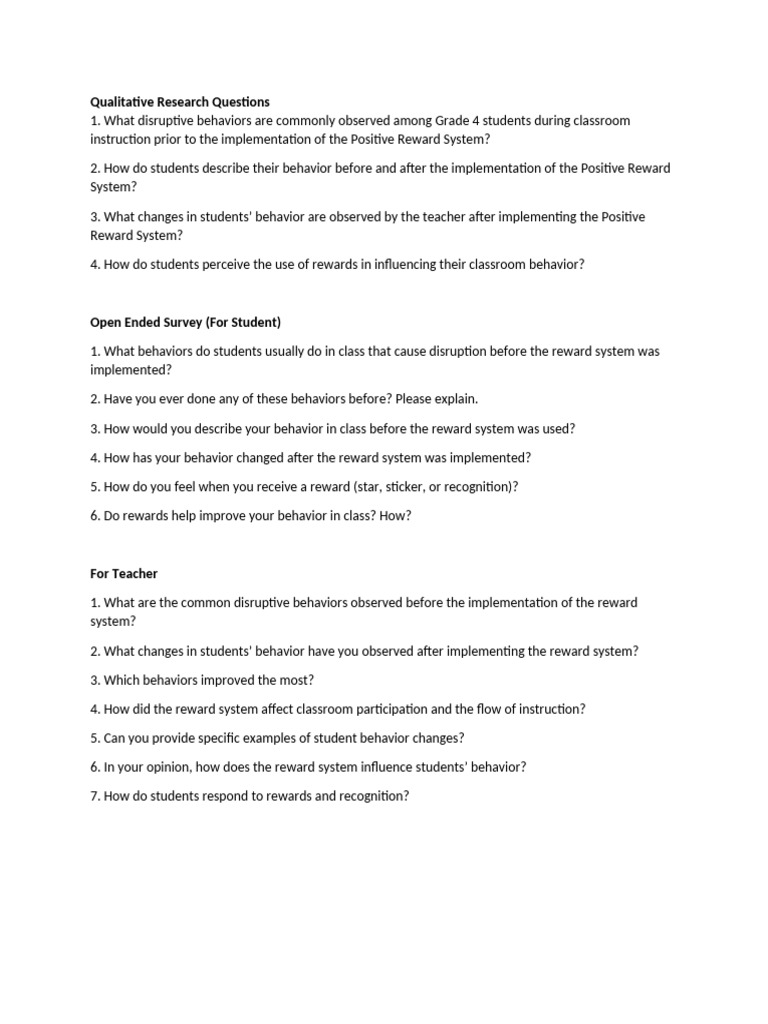 Qualitative Research Questions | PDF