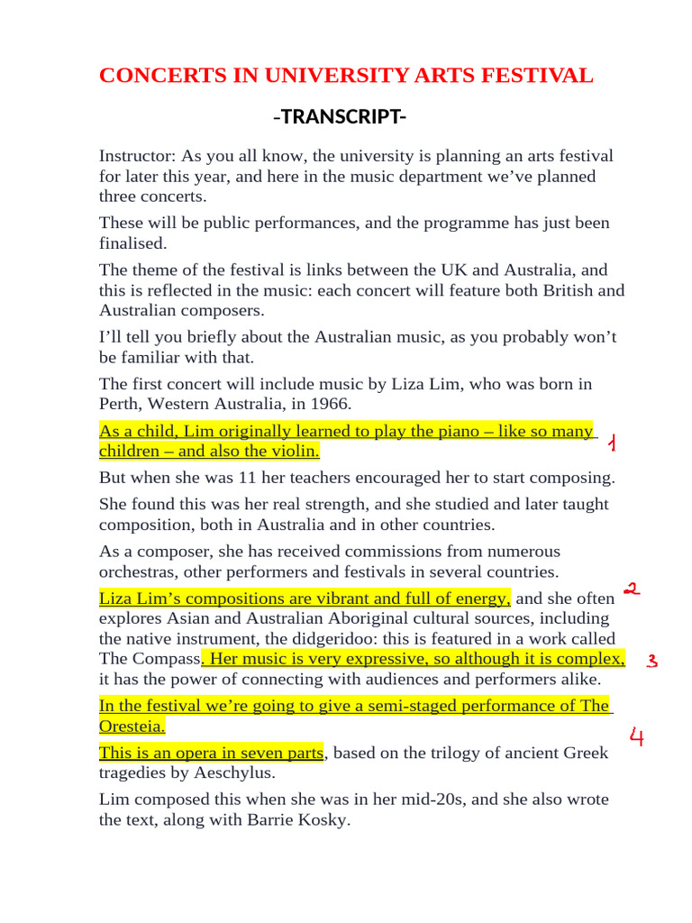 Concerts in University Arts Festival(Transcript) | PDF | Orchestras ...