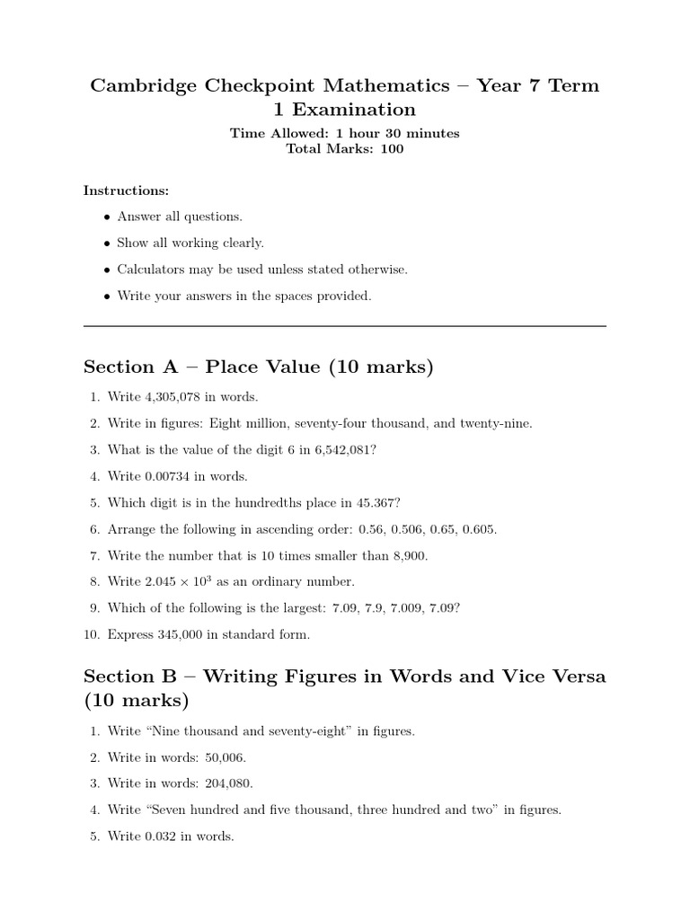 Maths test | PDF | Numbers | Elementary Mathematics