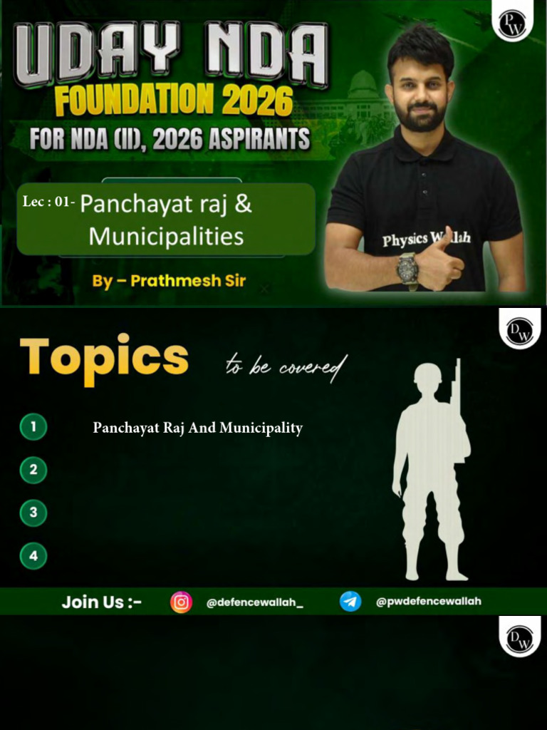 Panchayat Raj and Municipality Class Notes | PDF