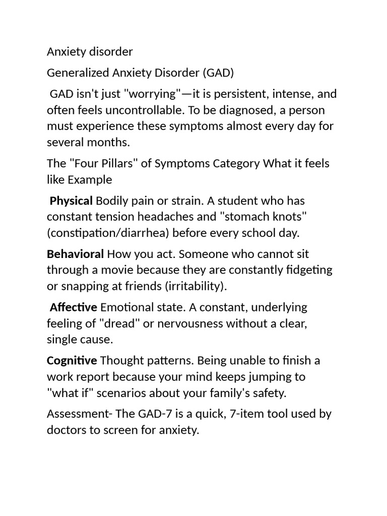 Anxiety Disorder | PDF | Anxiety | Fear