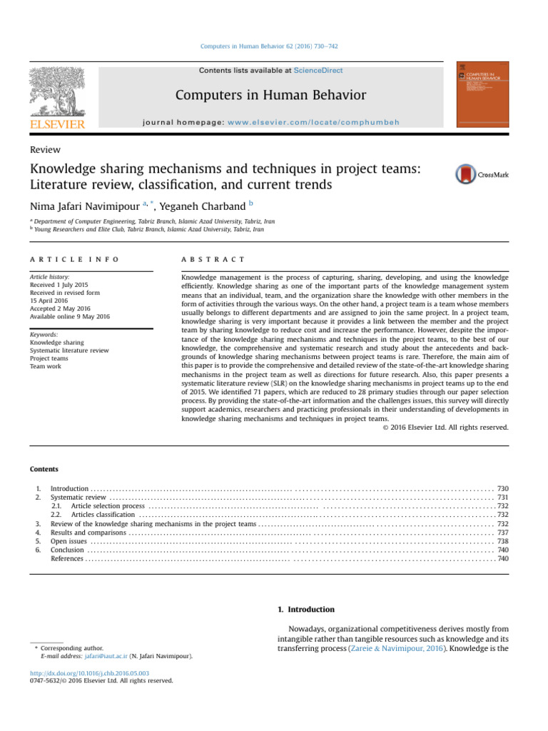 2. Knowledge Sharing Mechanisms and Techniques in Project Teams | PDF ...