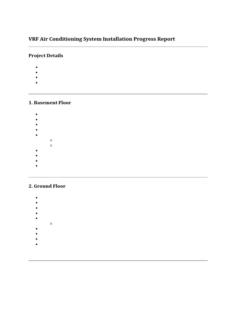 VRF Air Conditioning System Installation Progress Report | PDF