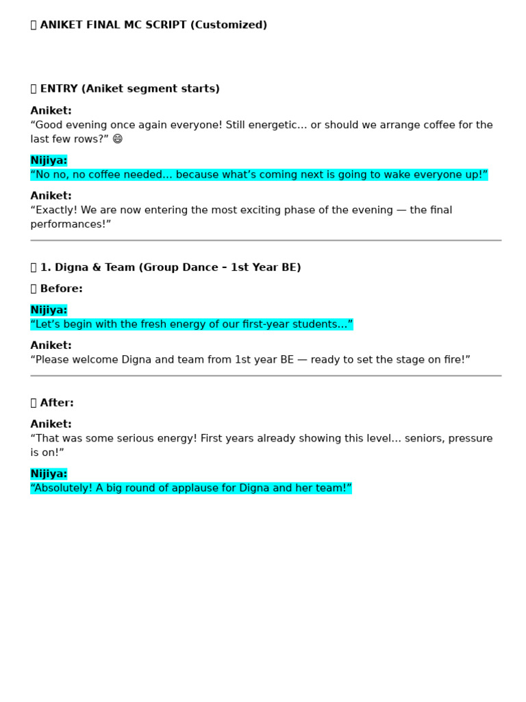 ? Aniket Final MC Script | PDF