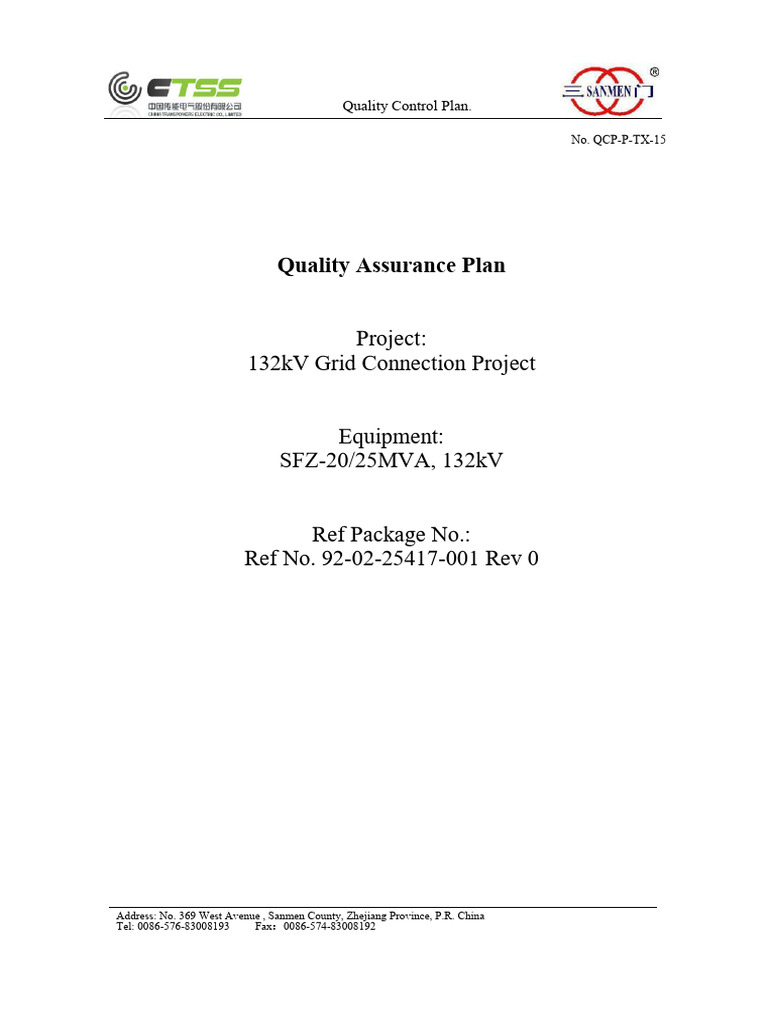 Quality Assurance Plan | PDF | Lamination | Insulator (Electricity)