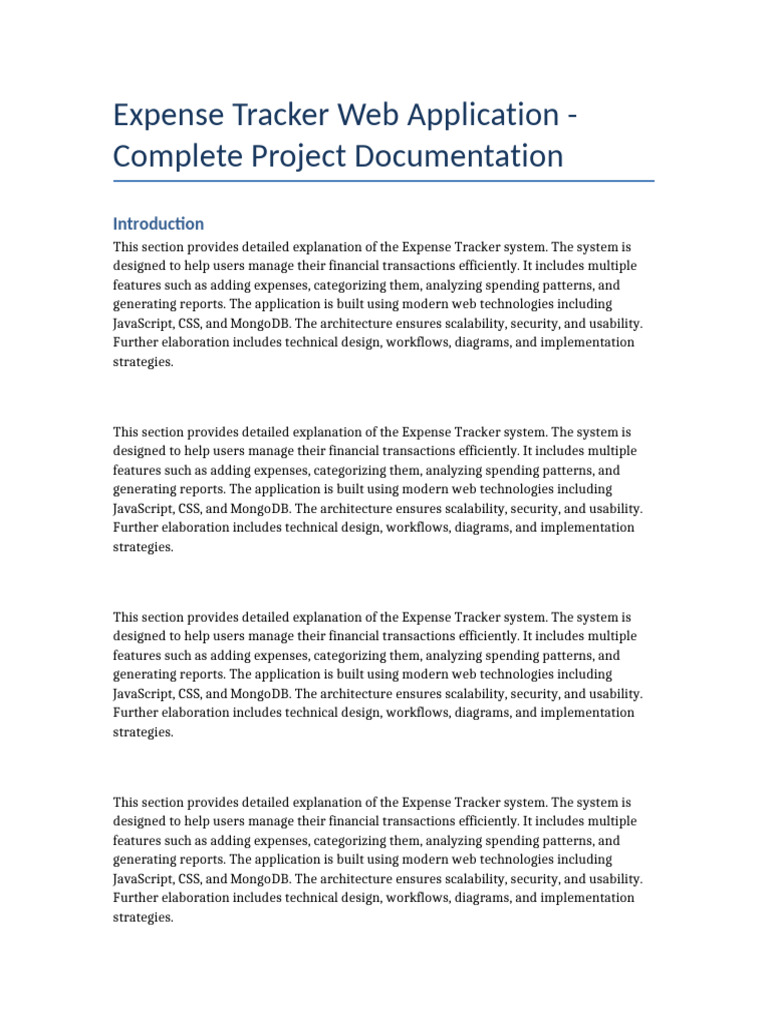 Expense Tracker Full Documentation | PDF | Usability | World Wide Web