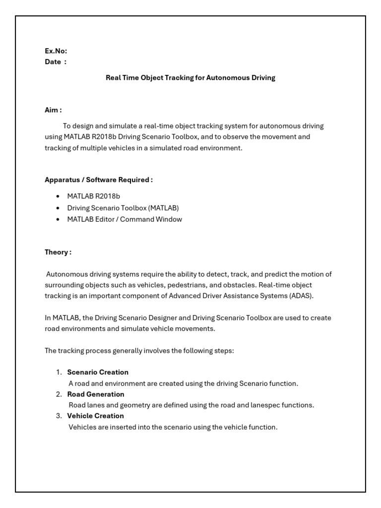 Real Time Object Tracking For Autonomous Driving | PDF | Matlab | Computing