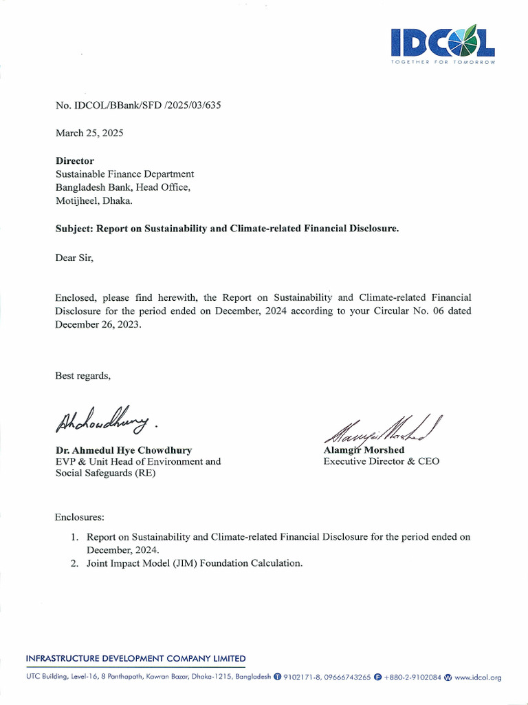 1 - IDCOL BB SFD Forwarding Letter March 2025 | PDF