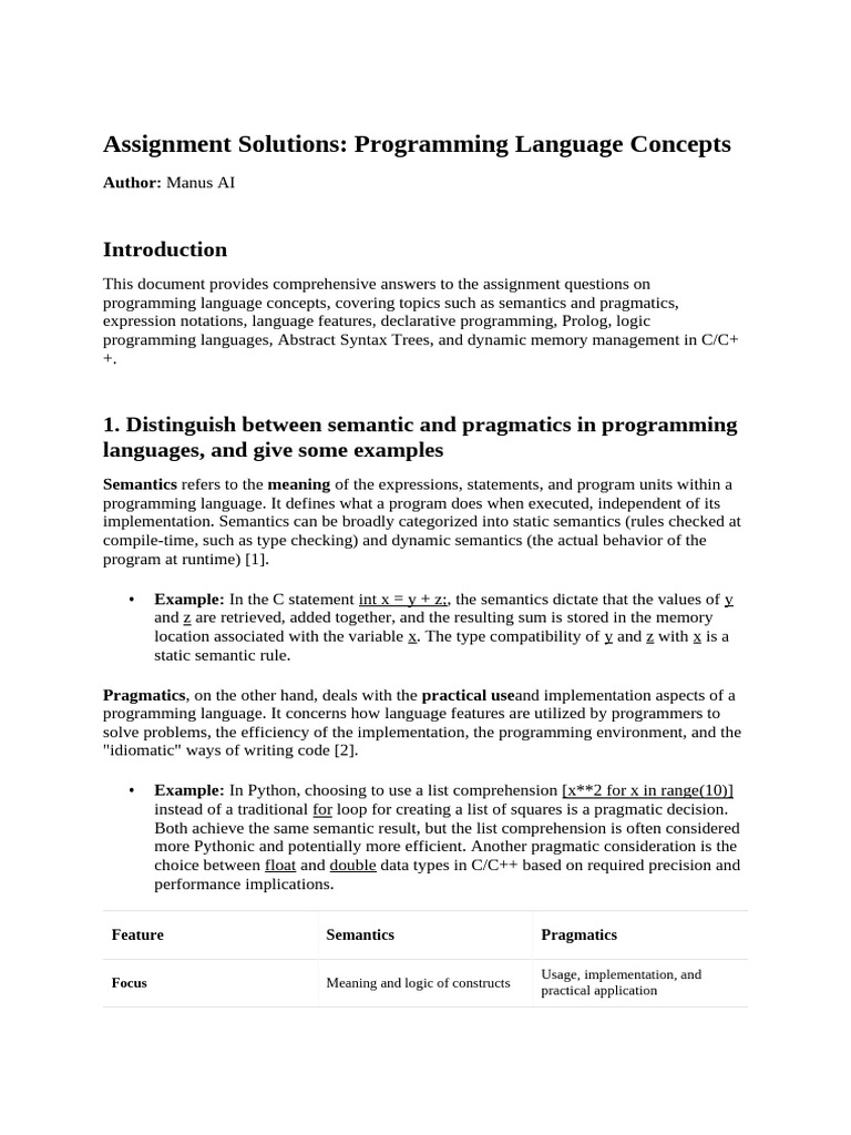 Assignment Solutions Programming Language Concept | PDF | Programming ...