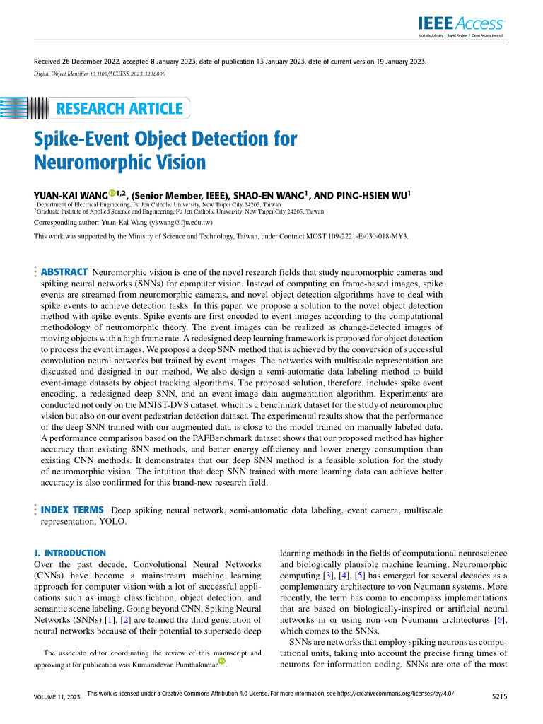 Spike-Event Object Detection for Neuromorphic Vision | PDF | Deep ...