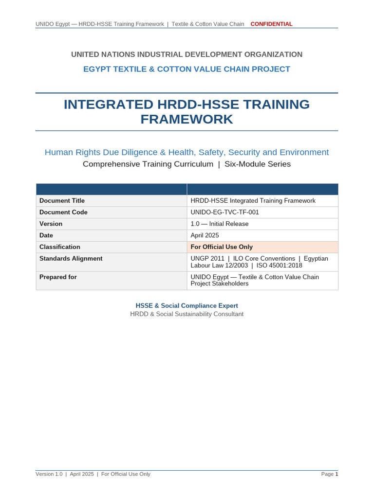 HRDD HSSE Training Framework | PDF | Labour Law | Due Diligence