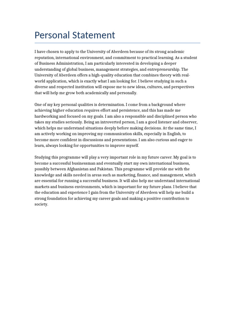 Personal Statement Mansoor | PDF