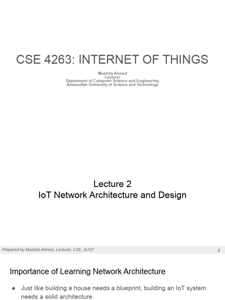 IoT Lecture 2 - IoT Network Architecture and Design | PDF | Internet Of ...