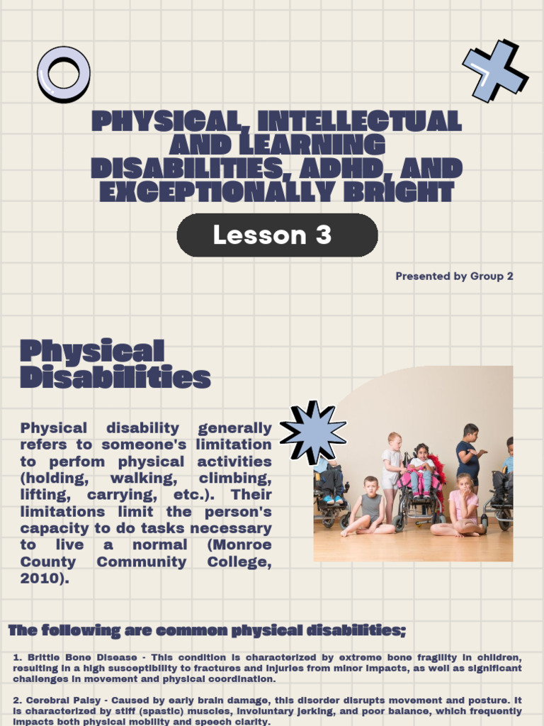 Lesson 3- Physical, Intellectual and Learning Disabilities, ADHD, And ...