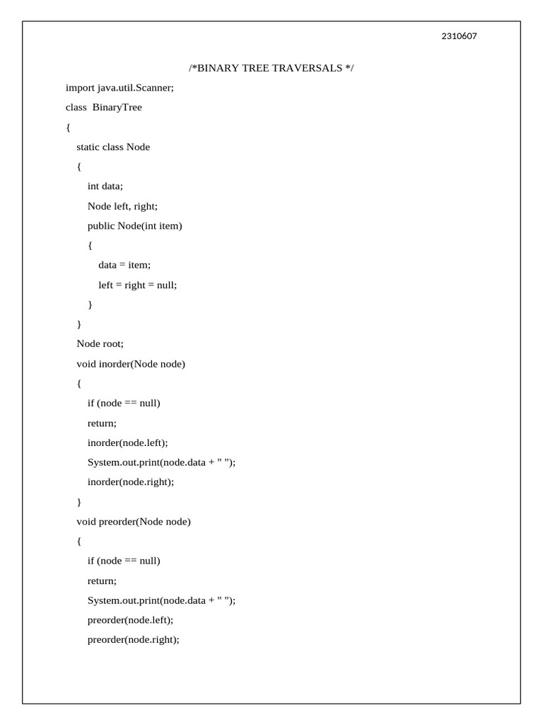Ex - No.06 Binary Tree Traversals | PDF
