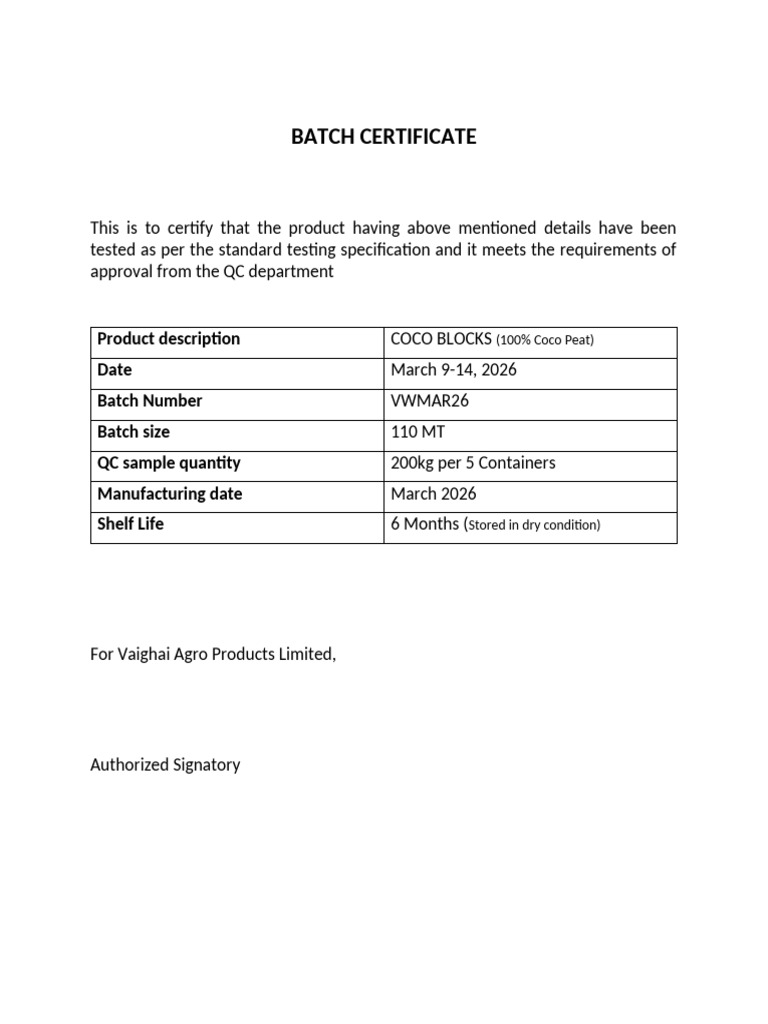 Batch Certificate - Coco Blocks | PDF