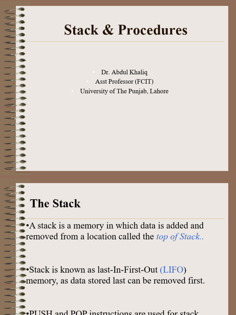 Ch 8 Stack & Procedures | PDF | Computer Hardware | Computer Programming