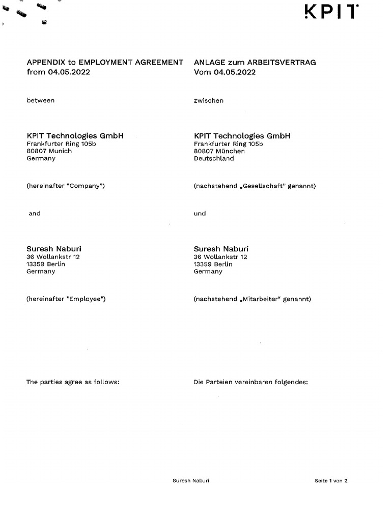 Work Location Appendix | PDF