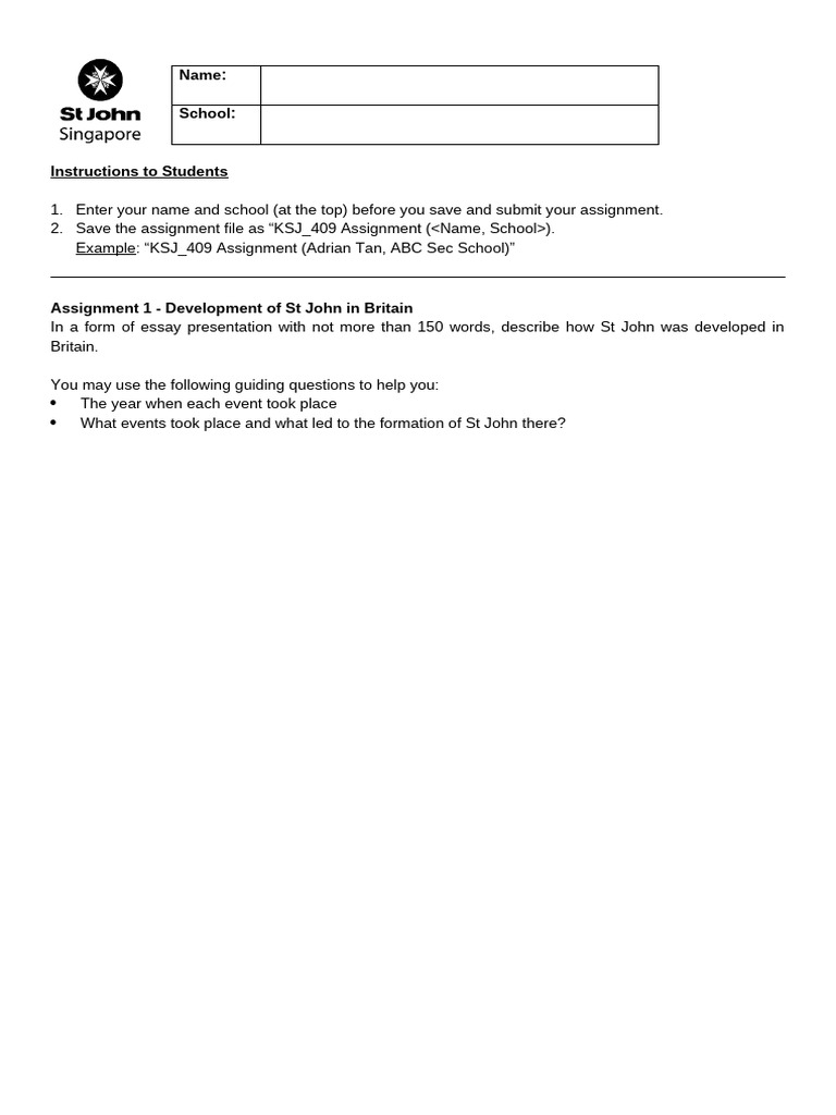 3. KSJ409 Assignment_School (Full Name, School) | PDF