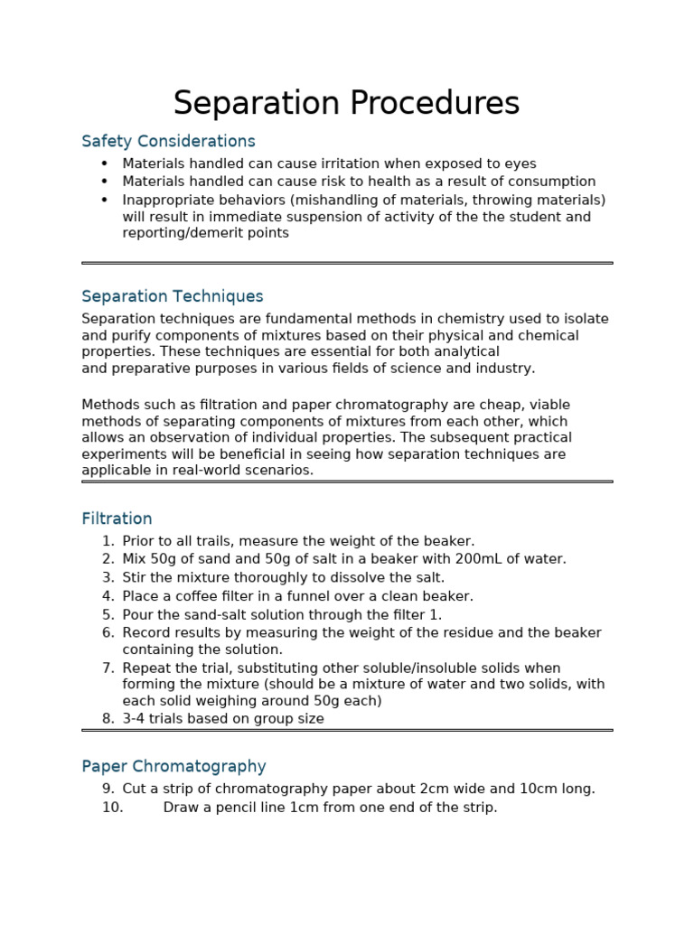 Separation_Procedures (1) | PDF | Filtration | Solubility