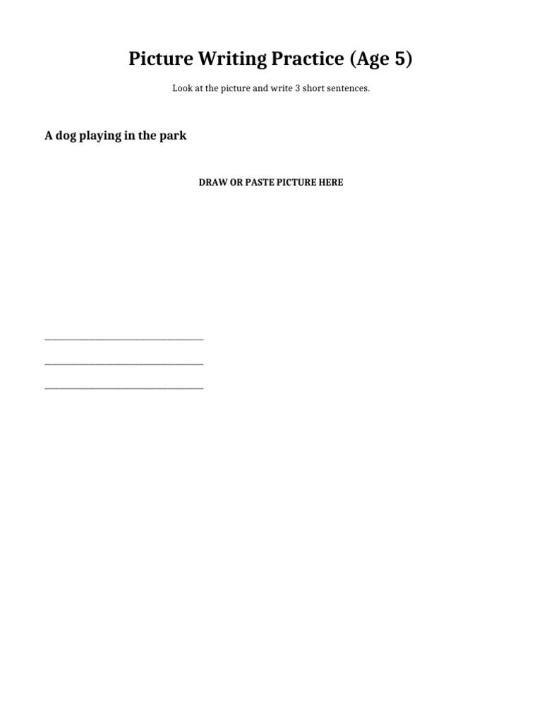 Picture Writing Practice Age5 | PDF