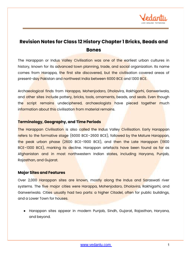 CBSE Notes Class 12 History Chapter 1 - Free PDF | PDF | Archaeology