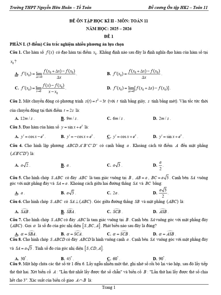 GV-ÔN-TẬP-HK2-TOÁN-11-2526 | PDF