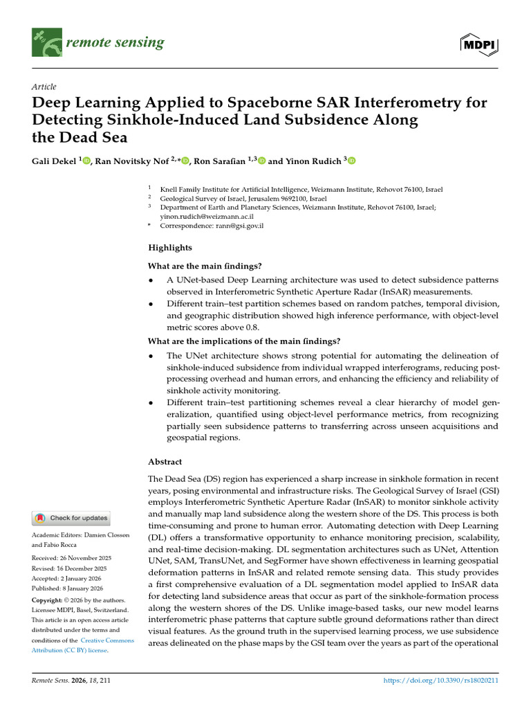 2026 Deep Learning Applied to Spaceborne SAR Interferometry | PDF ...