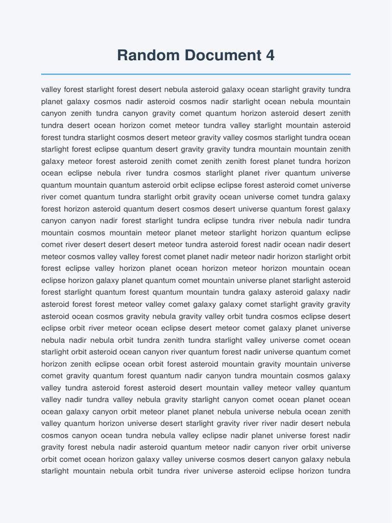 Random Words Document 4 | PDF | Comet | Universe