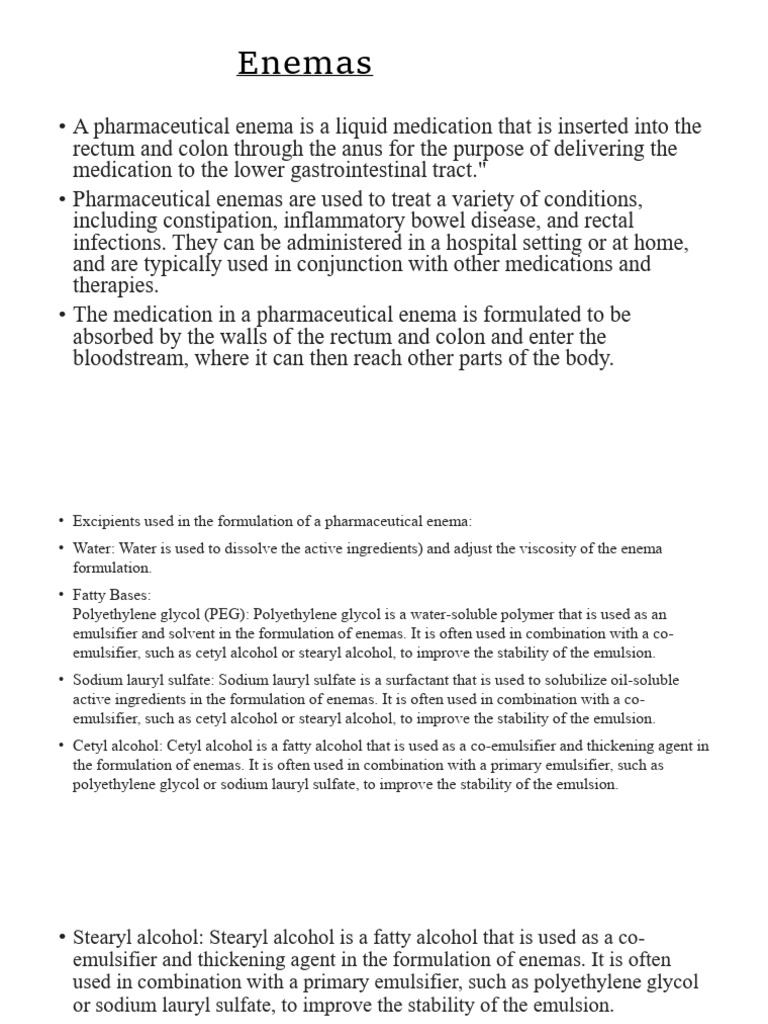 Enemas | PDF | Chemical Substances | Gastroenterology