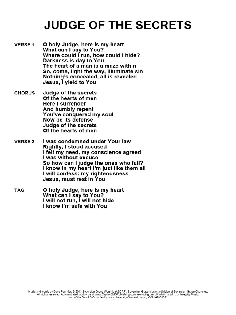 Judge of The Secrets-Lyrics | PDF