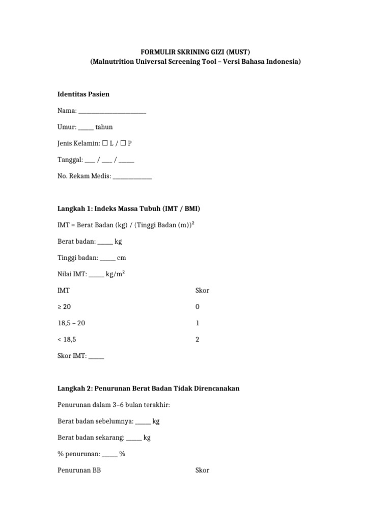 Formulir MUST Indonesia | PDF