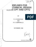 Guidelines For Geotechnical Design Using CPT and CPTU (P.K. Robertson, 1989)