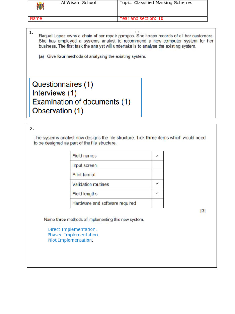 Classified Marking Scheme | PDF