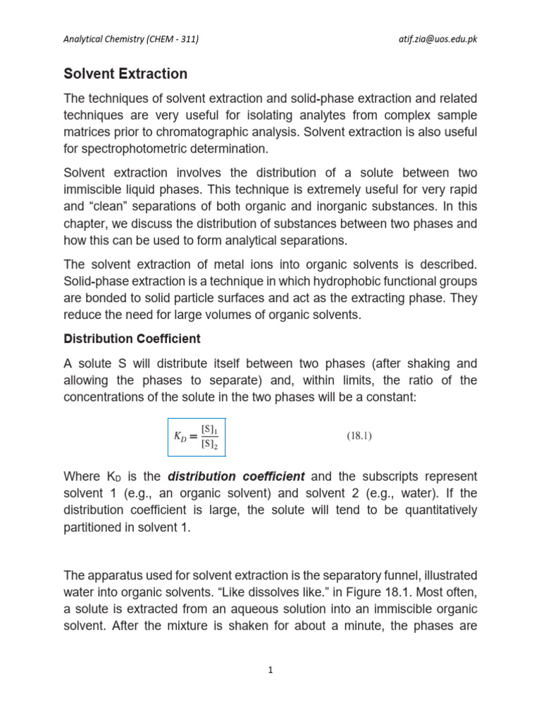 1589233409 Solvent Extraction | PDF | Ion | Solvent