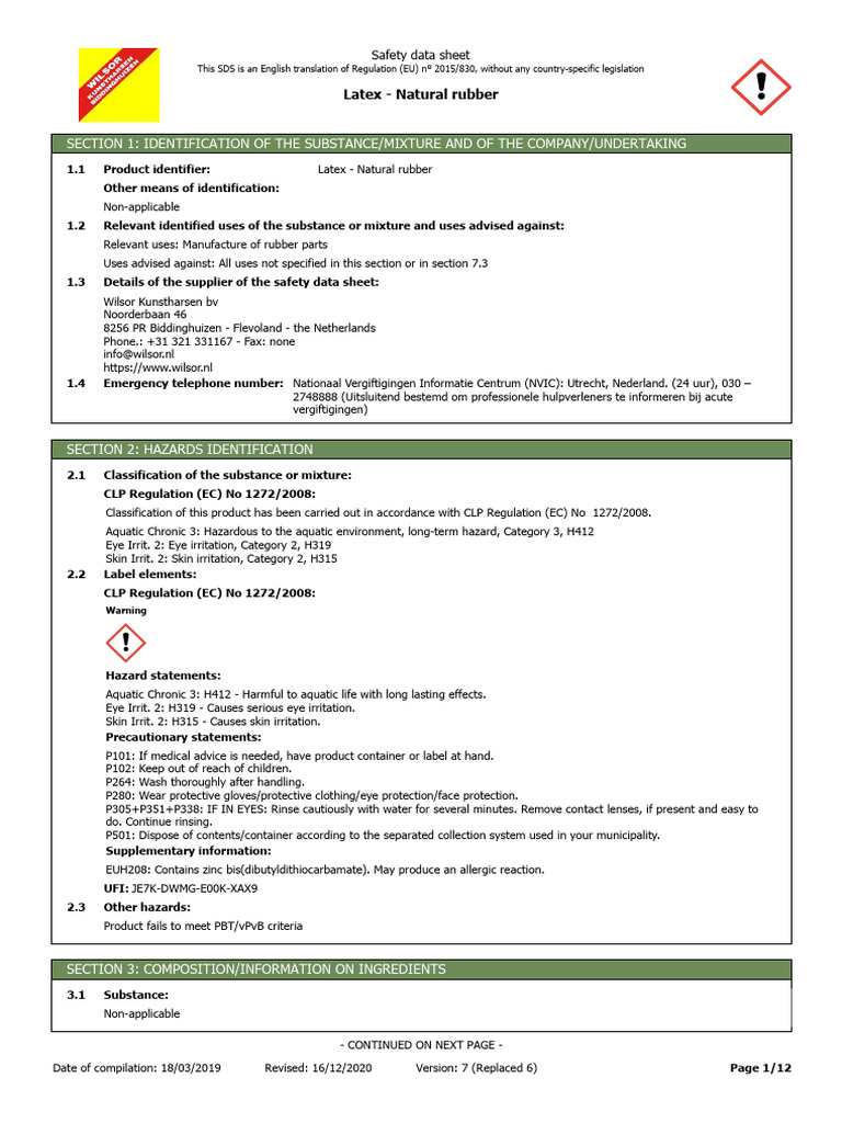 Datablad Fluid Rubber | PDF | Dangerous Goods | Toxicity