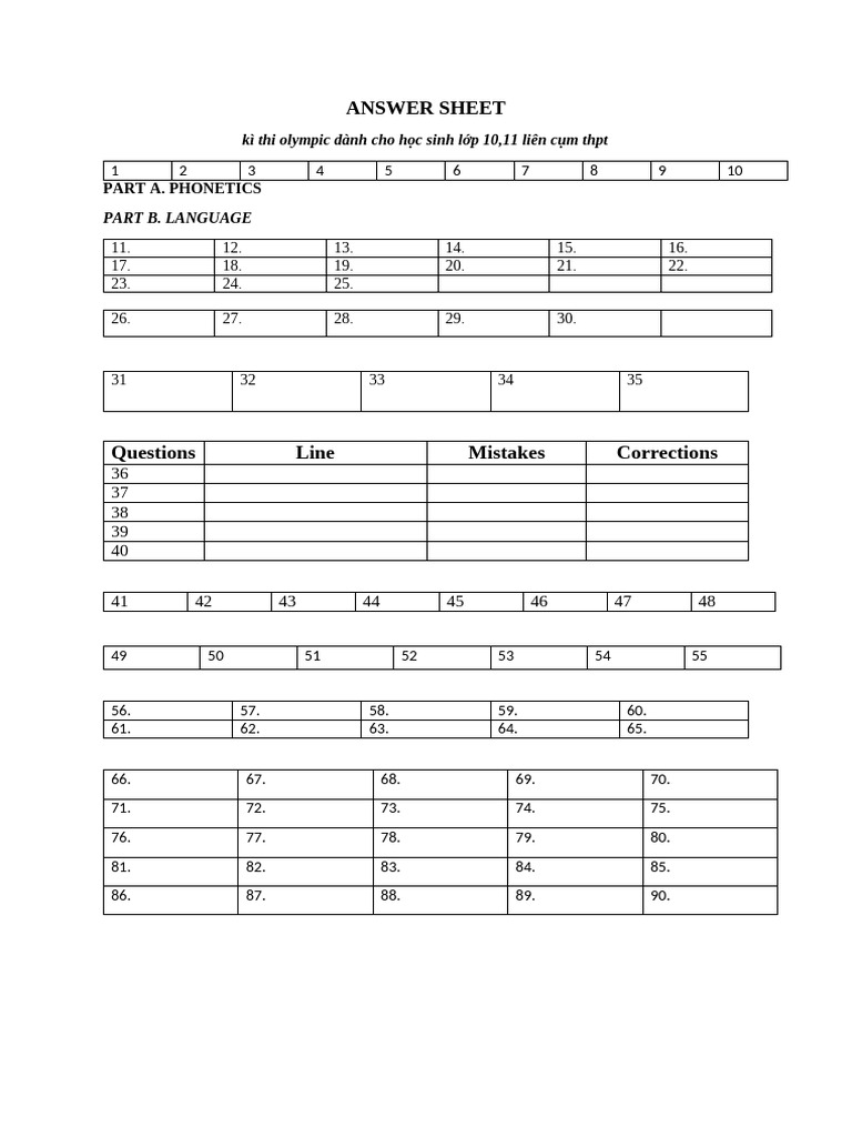 Answer Sheet | PDF