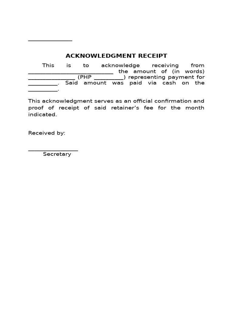 Acknowledgment Receipt | PDF