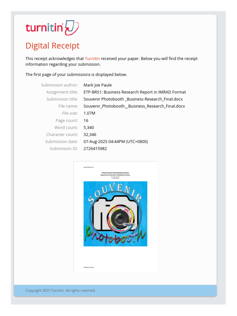 Receipt Souvenir Photobooth Business Research Final.docx | PDF