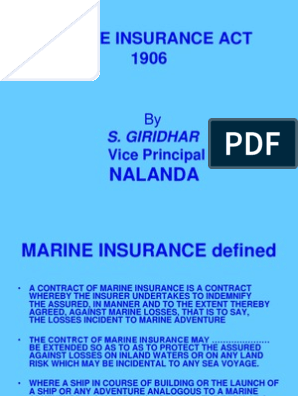 Marine Insurance Act Insurance Civil Law Legal System
