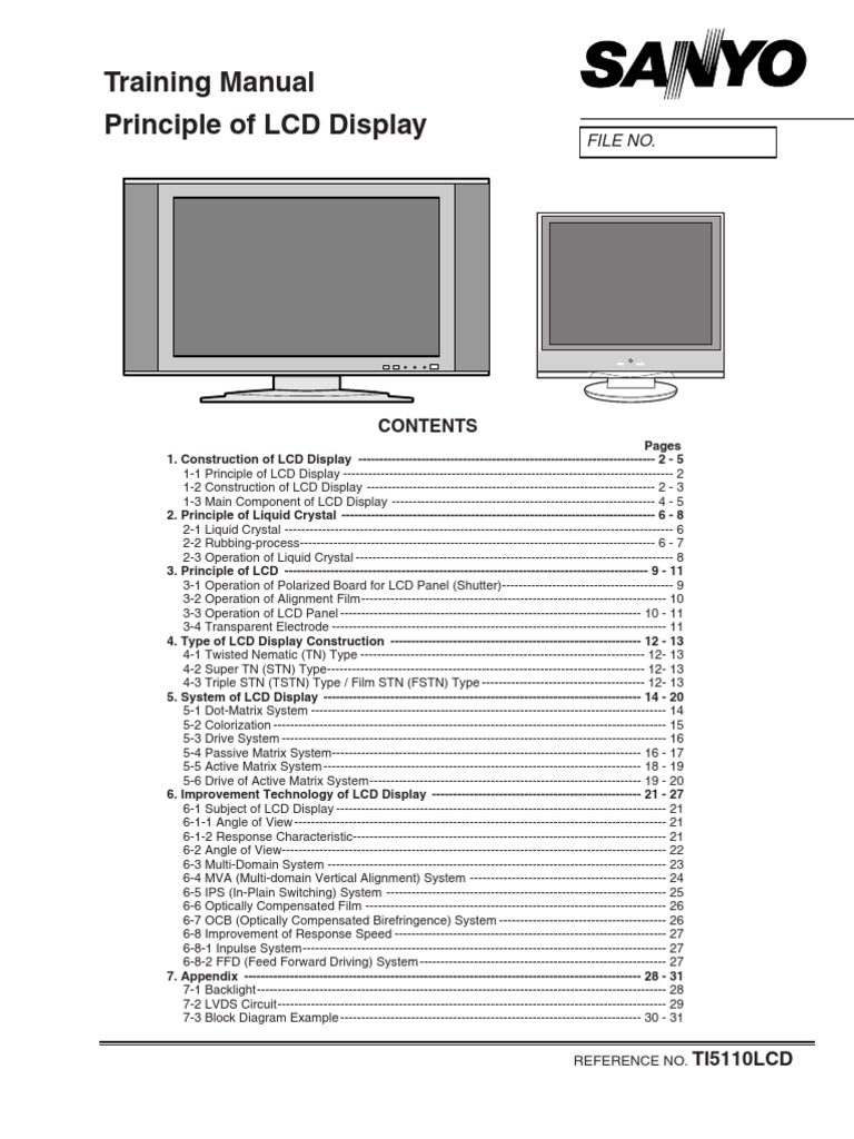 Sanyo LCD TV Training Manual | PDF | Liquid Crystal | Liquid Crystal Display