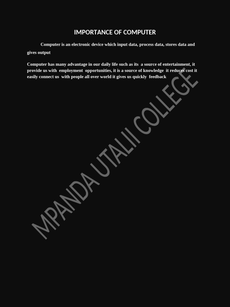 Importance of Computer | PDF