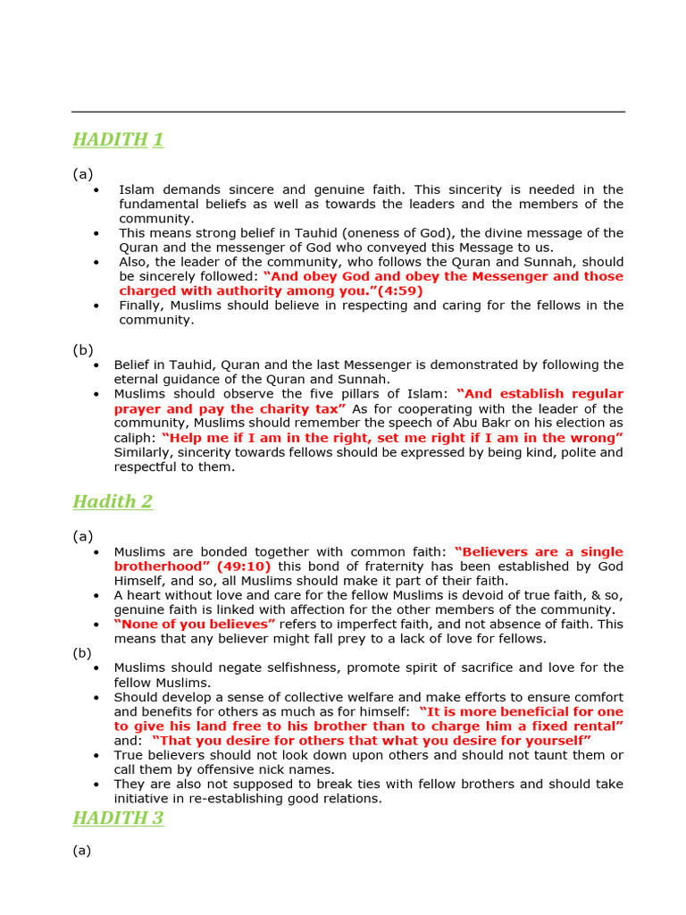 Hadith from 1 to 20 | PDF | Jihad | Hadith