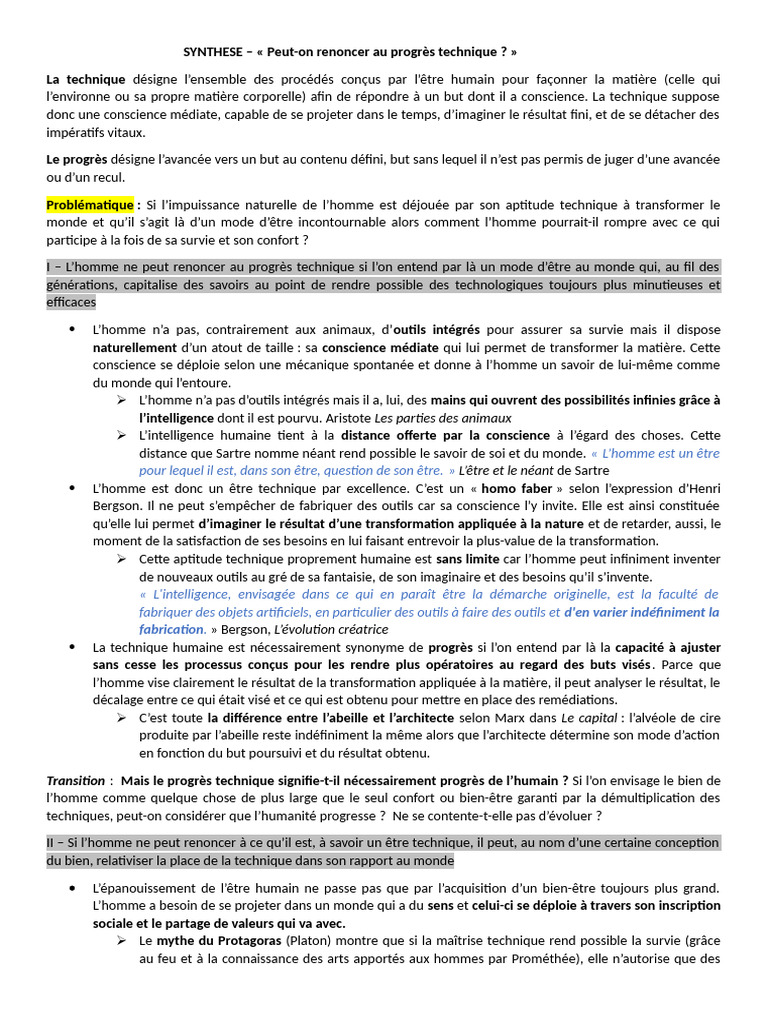 Synthèse Progrès Technique | PDF | La nature | Humain