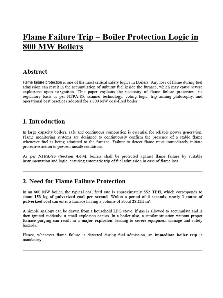 Flame Failure Trip | PDF | Boiler | Coal