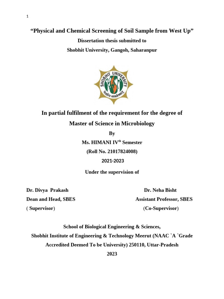 Final Thesis Himani Msc (2) | PDF | Soil | Microorganism