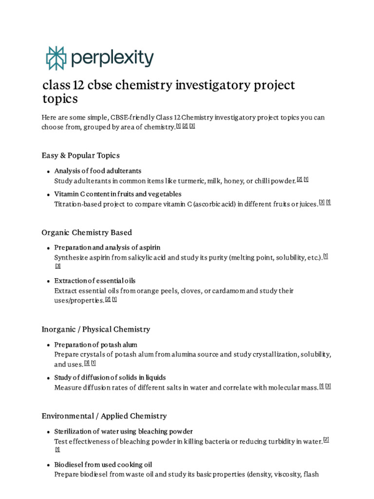 Class 12 Cbse Chemistry Investigatory Project Topi | PDF | Titration ...