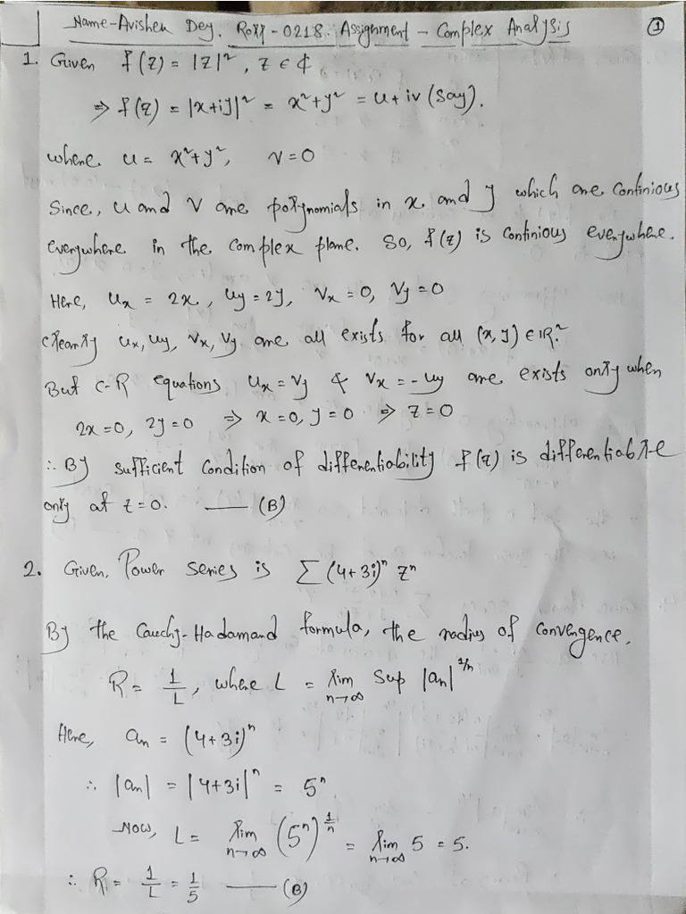 Complex Analysis Assignment | PDF
